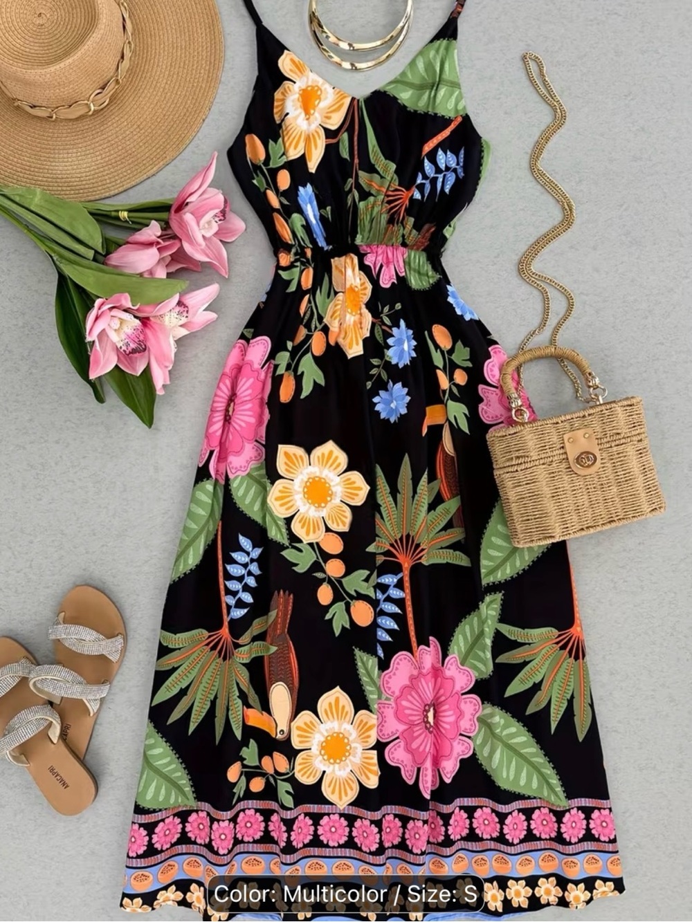⚜️ NEW Multicolor Floral A Line Maxi Dress - Women's Summer Sundress ⚜️